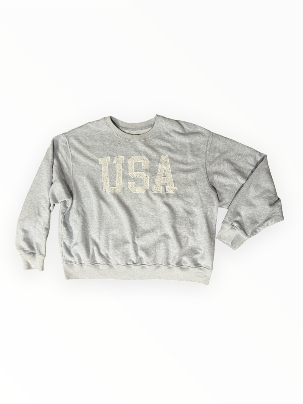 Hollister Light Blue & White USA Graphic Crewneck Sweatshirt size Large